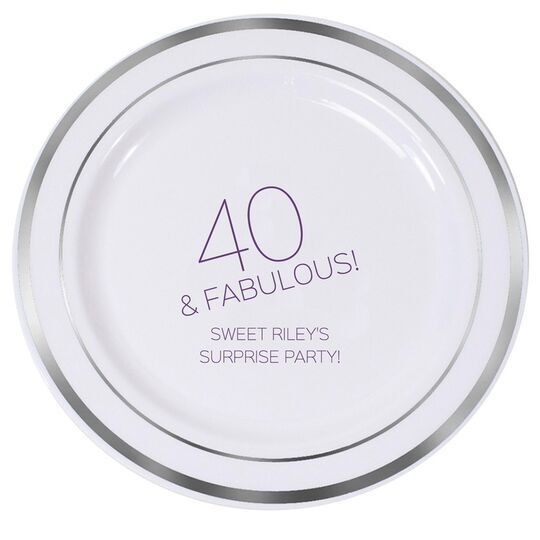 40 & Fabulous Premium Banded Plastic Plates